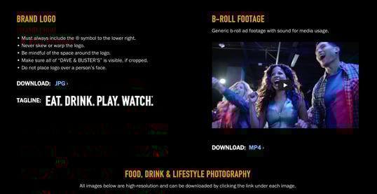 Press Page Example: Dave and Busters